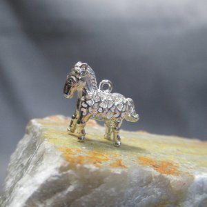 Filigree Horse Charm Sterling Silver Wild Horses